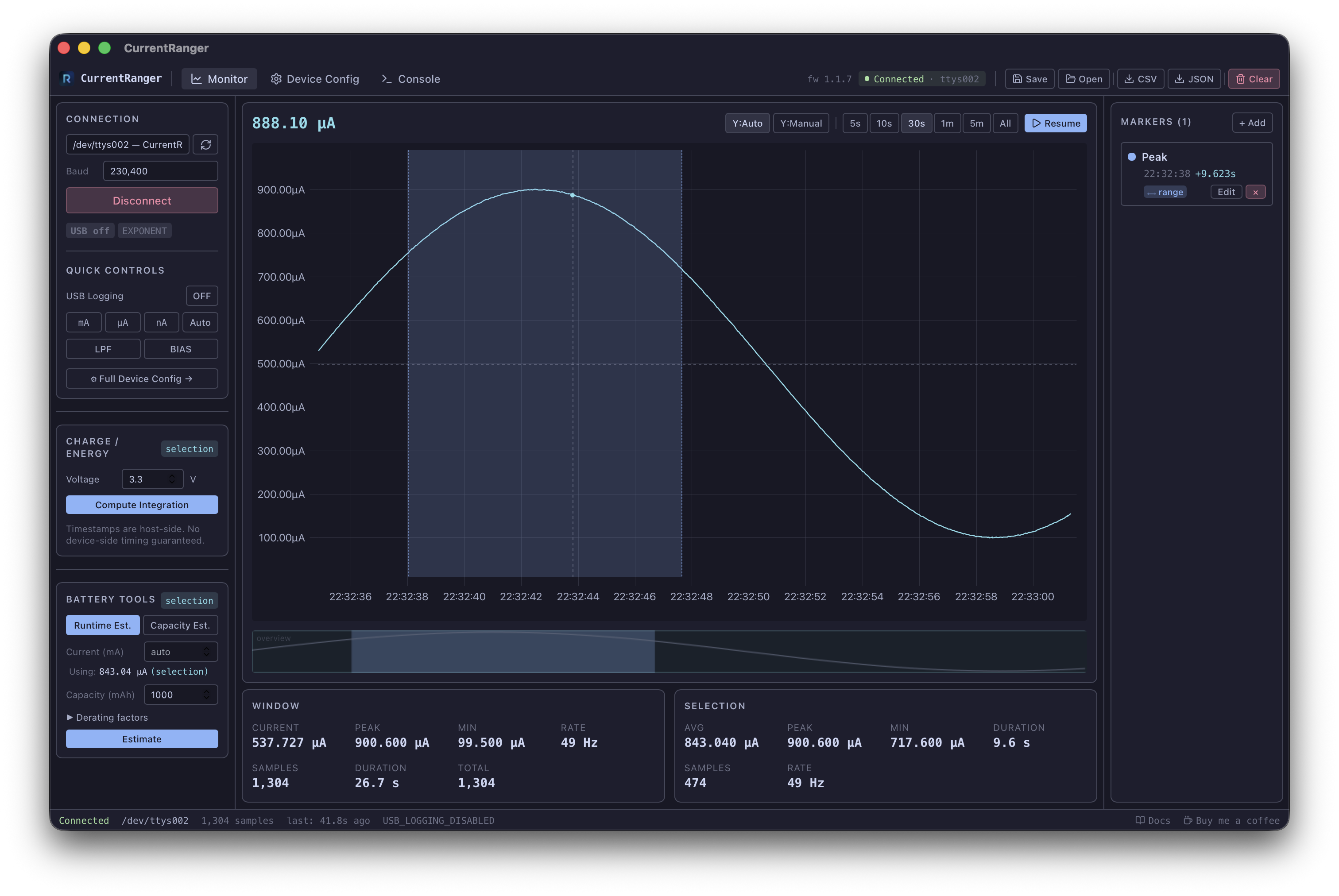 Drag selection with stats